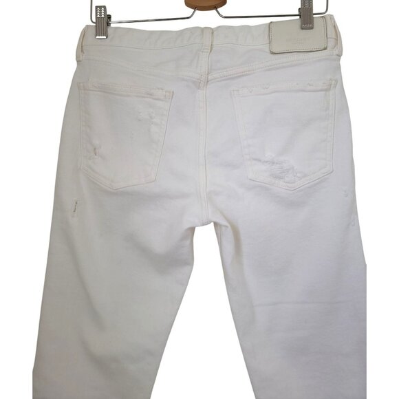 Moussy Vintage Glendele Raw Hem Skinny Ankle Jeans White Distressed Sz 29 JAPAN - Picture 9 of 12